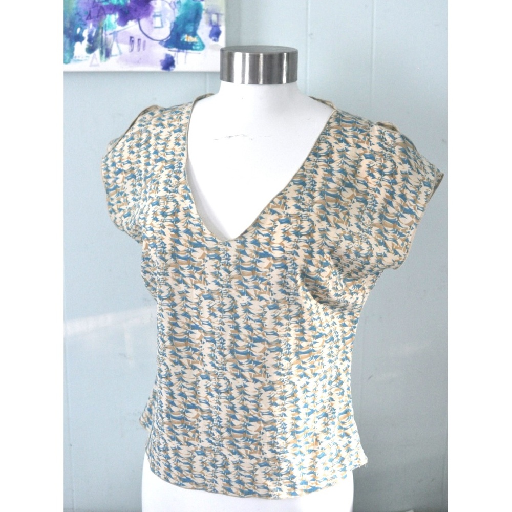 Light Airy Blouse Abstract Summer Earth Tones